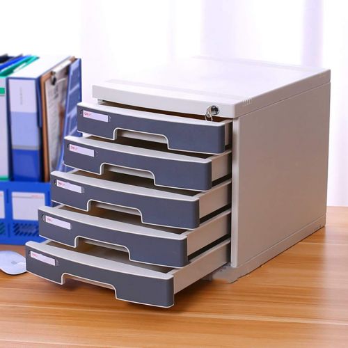  ZCCWJG File Cabinet, Plastic Storage Cabinet, Desk Storage Box, Lockable Data Cabinet, 5 Layers, 30.2 39.5 32.5CM
