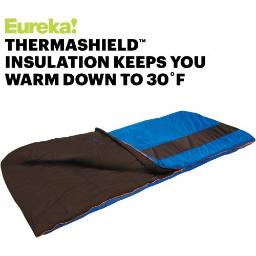 Eureka Sandstone Rectangular Sleeping Bag; Warm, Comfortable, Lightweight Three-Season, Thermally Efficient Bag for Car and Tent Camping