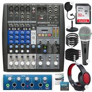 Photo Savings PreSonus StudioLive AR8 USB 8-Channel Hybrid Performance and Recording Mixer with ProSonus HP4 4-Channel Headphone Amplifier, 32GB Card, Deluxe Podcasting Kit