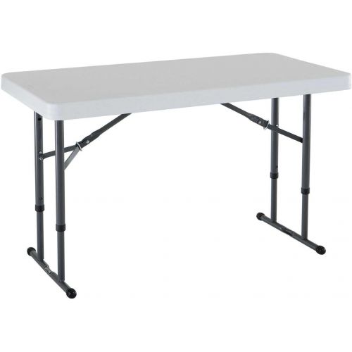 라이프타임 Lifetime 80160 Commercial Height Adjustable Folding Utility Table, 4 Feet, White Granite