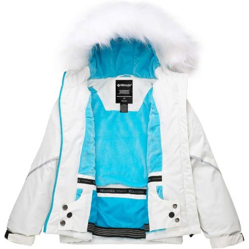  Wantdo Girls Waterproof Ski Jacket Warm Raincoat with Fur Hood