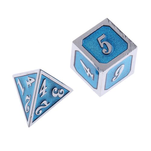  SunniMix 14x Polyhedral Alloy Dice Set Dies D4-D20 Toy 14mm/0.56inch for Craps Gambling Props