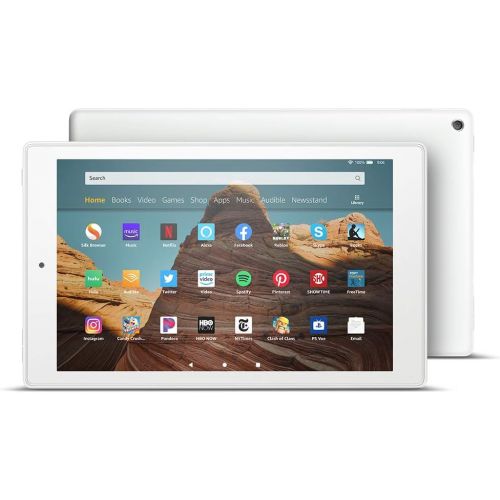  Fire HD 10 Tablet (64 GB, White, With Special Offers) + Amazon Standing Case (Sandstone White) + 15W USB-C Charger