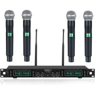 Phenyx Pro 4-Channel UHF Wireless Microphone System, Metal Built, Fixed Frequency, Up to 260ft Operation, Ideal for Events, Church, Public Address (PTU-5000)