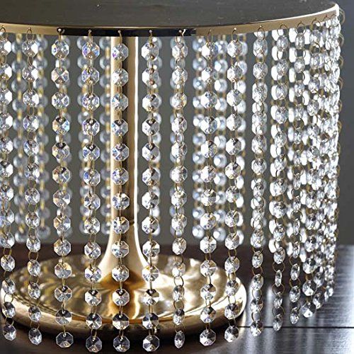  Tableclothsfactory Gold Breathtaking Crystal Pendants Metal Chandelier Wedding Birthday Party Dessert Cake Display Plate - 12 Tall