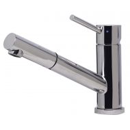 Alfi AB2025-PSS Polished Finish Solid Stainless Steel Single Hole Pull-Out Kitchen Faucet, Silver/Pewter