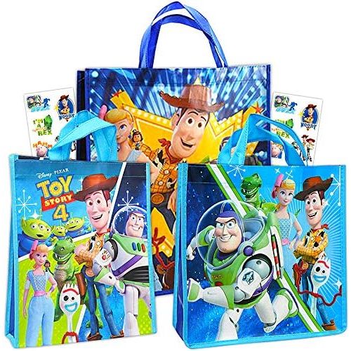  Toy Story Party Bags Value Pack with Stickers -- 3 Reusable Toy Story Tote Party Supplies Bags (Toy Story Party Supplies)