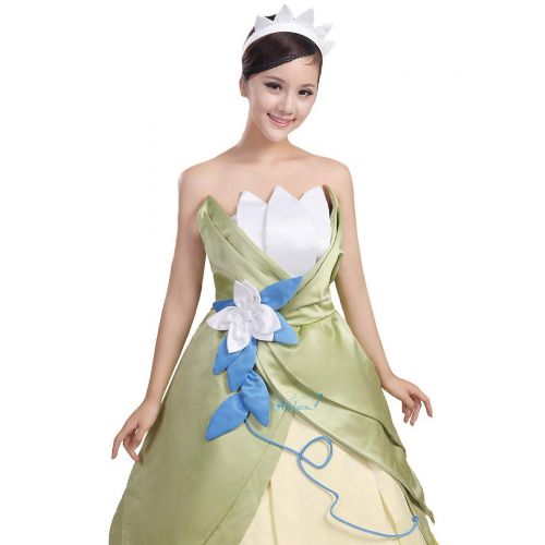  Angelaicos Womens Floral Fairy Costume Halloween Cosplay Long Dress Green