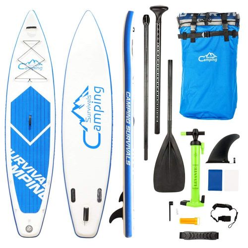  Pexmor 12 Inflatable Stand up Paddle Board (6 inches Thick) with SUP Accessories & Carry Bag | Wide Stance, Bottom Fin for Paddling, Surf Control, Non-Slip Deck | Youth & Adult Sta
