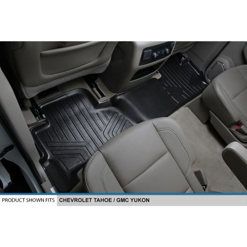  Auto SMARTLINER Floor Mats 3 Rows and Cargo Liner Behind 3rd Row Set Black for 2015-2018 Chevy Tahoe / GMC Yukon