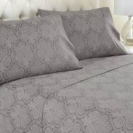 Amrapur Overseas | Luxuriously Soft 4-Piece Microfiber Paisley Printed Bed Sheet Set (Dark Gray, Full)