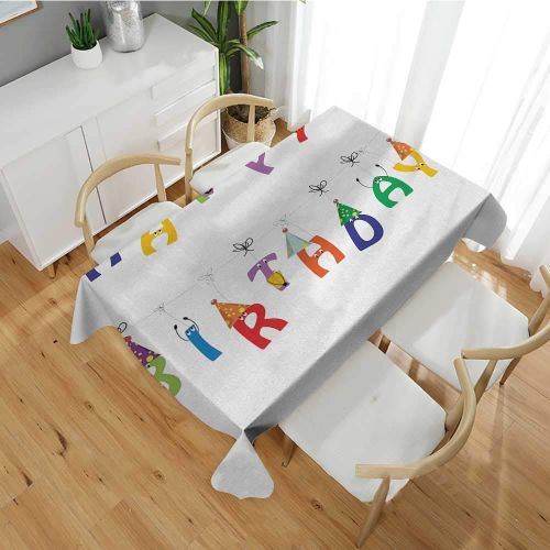  Festive Birthday,Wholesale tablecloths Celebration Cute Colorful Letters on Ropes Funny Faces Pointy Party Hats for Kids Table Cover for Outdoor and Indoor Multicolor 52x 70