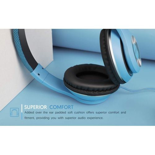  [아마존베스트]AUSDOM Over-Ear Headphones, Stereo Lightweight Adjustable Wired Headset with Mic, Noise Isolating Comfortable Leather Earphones, Hi-Fi Deep Bass for iPhone iPod iPad Macbook MP3 Ce
