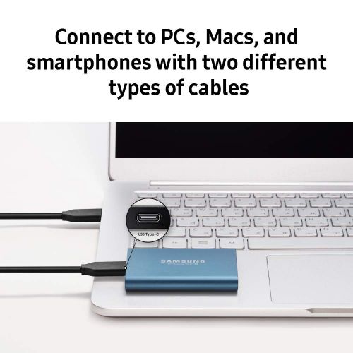 삼성 상세설명참조 Samsung T5 Portable SSD - 500GB - USB 3.1 External SSD (MU-PA500B/AM), Blue