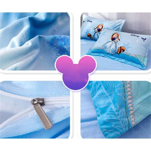  EVDAY Cute Frozen Bedding Set Winter Ultra Warm Soft Flannel Bedding for Girls Including 1Duvet Cover,1Flat Sheet,2Pillowcases Full Twin Size