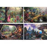 Ceaco Thomas Kinkade - The Disney Collection 4 in 1 Multi-Pack, 500 Pieces Each Puzzle (Sleeping Beauty, Mickey & Minnie Mouse, Snow White & Seven Dwarfs, and Cinderella)