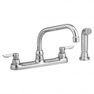 American Standard 6408.141.002 Monterrey Top Mount 1.5 Gpm Gooseneck Kitchen Faucet with VR Metal Lever Handles and Color Matched Side Spray, Polished Chrome