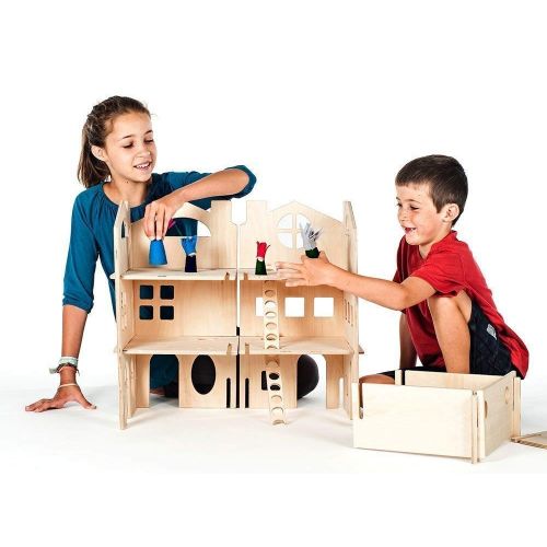  Manzanita Kids Modular Dollhouse Tower and House Building Walls (Combo Set)