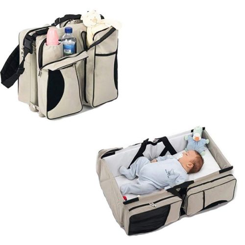  LCYCN 3 in 1 Diaper Bag Travel Bassinet Changing Station, Portable Bassinet Waterproof Baby Nap Mat for 0-8 Months Old Newborn