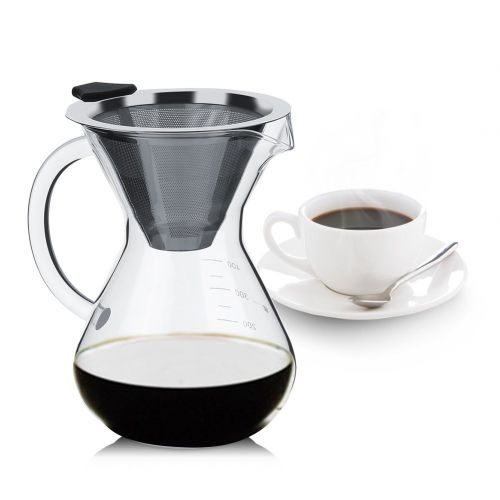  Kaffeebereiter, Asixx Kaffeekanne aus Hitzebestaendigem Glas mit Hohem Borosilikatgehalt Skala 11 x 11 x 17 cm,400ml