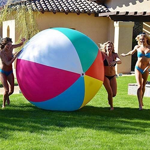  YiCan Large Three-Color PVC Inflatable Ball Thickening Entertainment Decorative Ball, Swimming Pool Summer Inflatable Toy Beach Ball, Water Floating Ball Toy 1.5m
