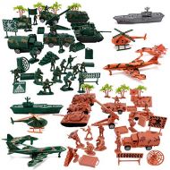 Liberty Imports Deluxe Action Figures Army Men Soldier Military Playset with Scaled Vehicles (73 pcs)