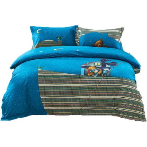  Aladdins Magic Lamp Teen Boys Bedding Set 4 PCS Twin Bed 100% Cotton-Serenade (4 ft Bed)