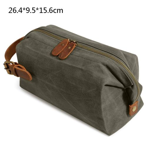  QSL 50 Set Toiletry Bag Travel Hand Bag Waterproof Canvas Storage Bag Vintage Cosmetic Bag Customizable (Color : Khaki, Size : 261015cm)