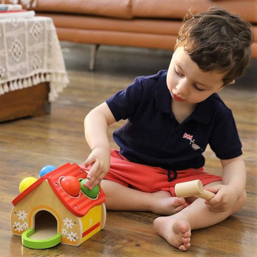  [아마존베스트]TOP BRIGHT Wooden Hammer Toy, Pounding Bench Toy for One Year Old Presents, Toddler Boy Gifts for 1 Year Olds