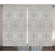 Ambesonne Grey Curtains, Victorian Lace Flowers and Leaves Retro Background Old Fashioned Graphic Print, Living Room Bedroom Window Drapes 2 Panel Set, 108 W X 84 L Inches, Warm Ta
