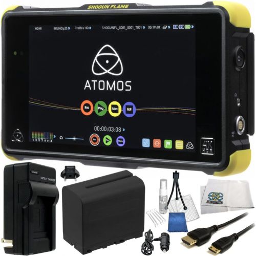  SSE Atomos Shogun Flame 7 4K HDMI12-SDI Recording Monitor 17PC Accessory Kit. Includes Replacement F970 Battery + ACDC Rapid Home & Travel Charger + Mini HDMI Cable + More
