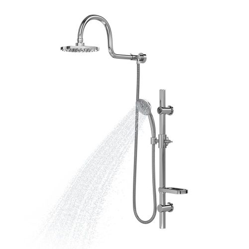  PULSE ShowerSpas 1019-CH Aqua Rain Shower System with 8 Rain Showerhead, 5-Function Hand Shower, Adjustable Slide Bar and Soap Dish, Polished Chrome Finish