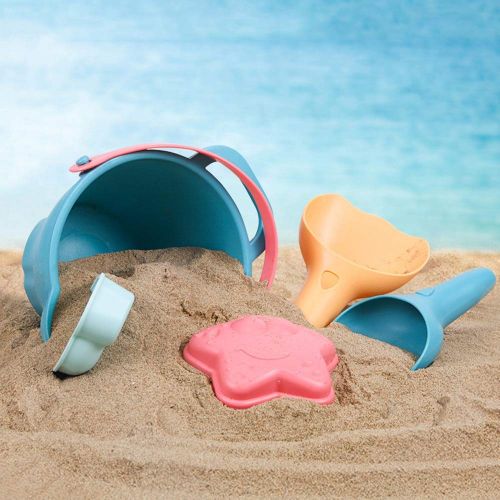  AODLK Random Color Soft Silicone Beach Toys for Children Sandbox Set Kit Sea Sand Bucket Rake Hourglass Water Table Play and Fun Shovel Mold Summer