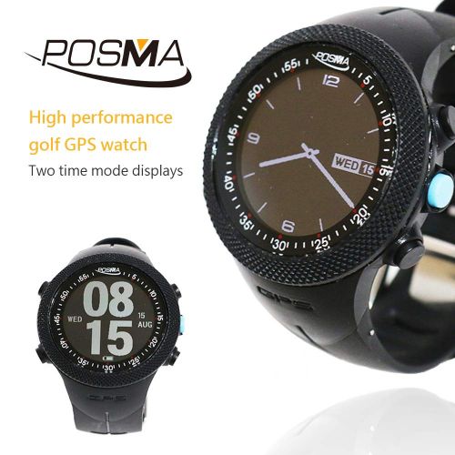  POSMA GS-GB3A Golf Triathlon Multi Sport GPS Watch Range Finder Deluxe Gift Set with 5-in-1 Divot Tool Golf Towel and 21 LED UV Ball Finder Torch Included Elegant Gift Box