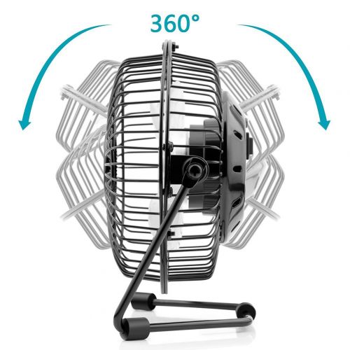  OPOLAR 4 Inch USB Desk Personal Fan with 2 Setting, Metal Design, Quiet Operation, 360 Rotation, Portable Mini Table Fan, Perfect for Home, Office, Desktop