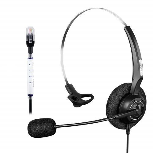  AAA ARAMA Arama Headset RJ-200Y with Microphone for Yealink SIP-T19P T20P,RJ Telephone Headset with Noise Cancelling and Hands-Free with Mic for AvayaCisco  YealinkSnom  GrandstreamPana