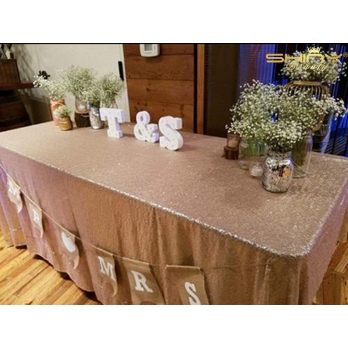  ShiDianYi Champagne Rectangular Tablecloth 90x132 Sequin Table Cloths