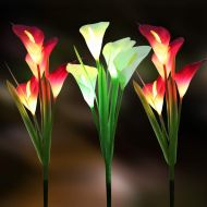 [아마존 핫딜]  [아마존핫딜]WOSPORTS 3 Pack Solar Lights Outdoor Garden Stake Flower Lights with Total 12 Lily Flower, Multi Color Changing LED Lily Solar Powered Lights (Solar Flower Lights Outdoor 3pack)