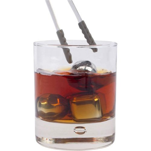  SODIAL Whiskey Steine - EIN Set aus 8 Edelstahl Whisky Eiswuerfeln und Diamanten mit Gekuehlten Speicherung Tablett und Zangen Wiederverwendbarem Wein Kuehler, Whisky Kuehler