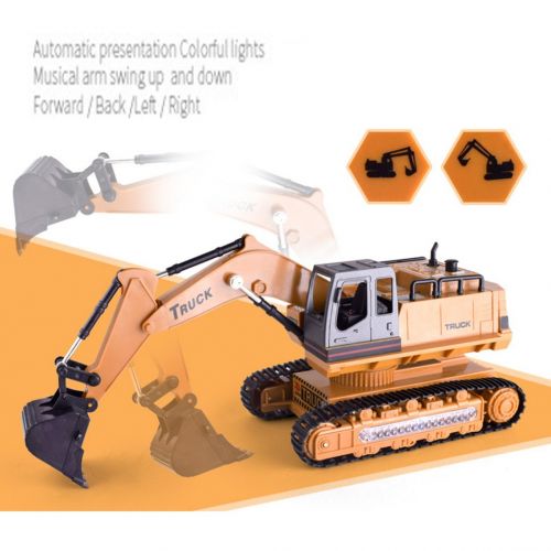  Bigbuyu Remote Control Excavator Fully Functional 8 Channel Die-Cast Construction Crawler Tractor with Lights, Sounds, Independently Rotating Workbench, Cab and Metal Shovel