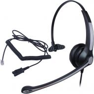 Audicom Wired Call Center Headset Headphone with Mic + Quick Disconnect for Telephone Aastra 6757i Avaya 1416 2420 5410 Mitel 5330 NEC Aspire DT300 DSX ShoreTel IP230 Polycom IP Ph