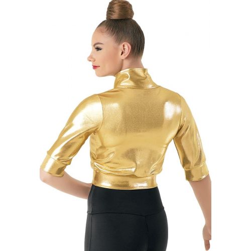  Balera Dance Metallic Cropped Jacket Zip Front