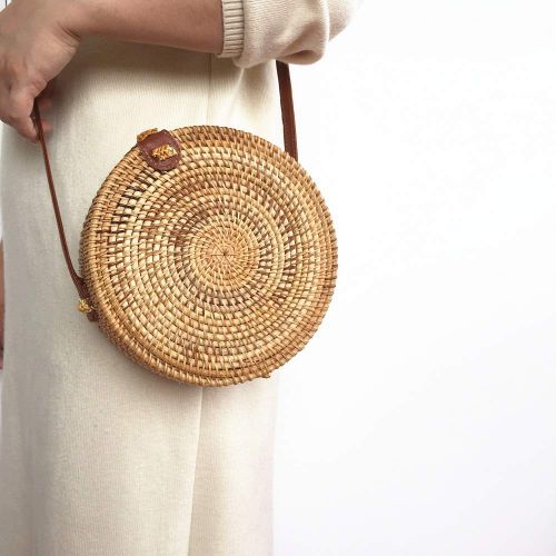  YUANLIFANG Rattan Bags for Women Fashion Beach Shoulder Bags Circular Woman Handbag Ladies