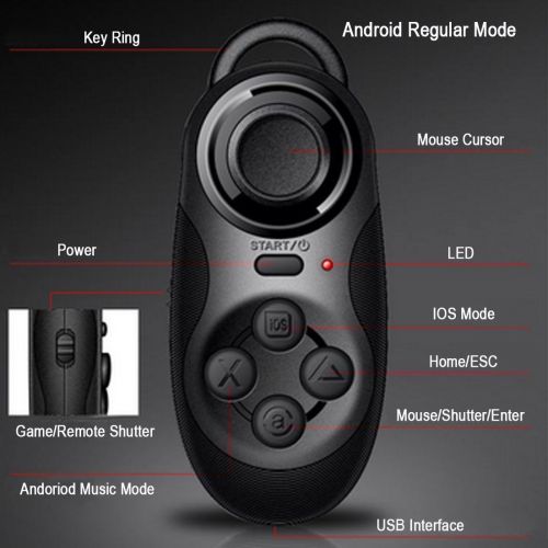  MOCUTE ddLUCK Wireless Gamepad & Selfie Shutter Remote VR BOXs Partner Gamepad Joystick Controller Selfie Remote Shutter For Android IOS Ebook iPod iPad PC TV Devices With Bluetooth 3.0 O