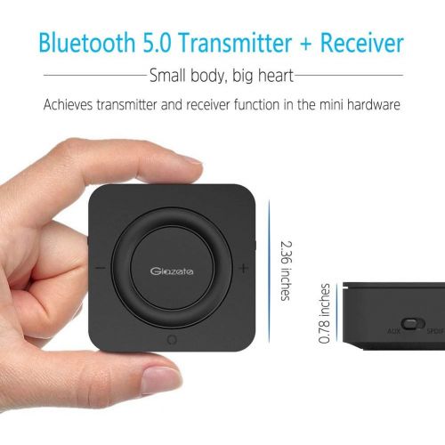  Glazata F10 2-in-1 Bluetooth 5.0 Transmitter Receiver Wireless Audio3.5mm RCADigital Optical TOSLINK Bluetooth Adaptor, aptX Low Latency and Double Link[RX & TX Mode], for TV, Ho