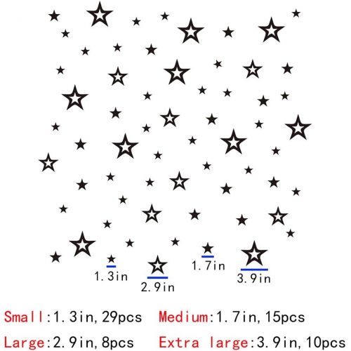  Baofengxue Stars 62 pcs 3D Mirror Acrylic Wall Stickers Crystal Hollow Pointed Five-Pointed Star self-Adhesive DIY Detachable Childrens Room Wedding Decoration (Gold)