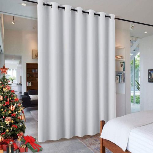  RYB HOME School Portable Room Divider Partition Noise Reduction Privacy Protection Heavy Duty Grommet Top Curtain Panel for Locker ShelfDorm Decor, 9 ft Tall x 10 ft Wide, Gray, 1