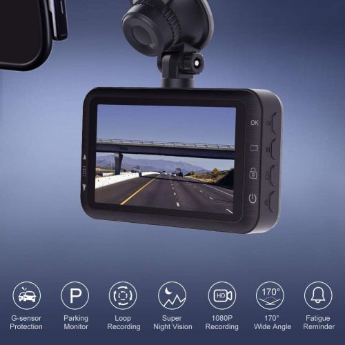  [아마존 핫딜]  [아마존핫딜]AKASO Dash Cam 1080P FHD 3 Inches IPS Screen, DVR Car Dash Camera Recorder with 170 Degrees Wide Angle, Built in Loop Recording, Parking Monitor, G-Sensor, WDR, Night Vision (C320)