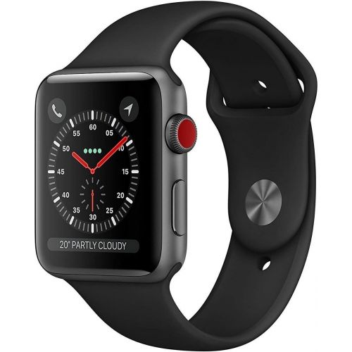 애플 Apple Watch Series 3 38mm Smartwatch (GPS + Cellular, Space Gray Aluminum Case, Gray Sport Band) (Certified Refurbished)