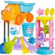 AODLK 14Pcs Sets of Beach Toys Soft Rubber Beach Bucket Toy Set Fun Toys Childrens Gifts Summer Outdoor Fun Sand Box Set Kit Easy Clean and Store